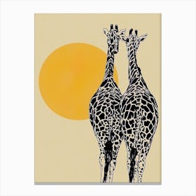 Couple Giraffes At Sunset Canvas Print