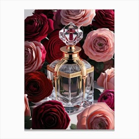 Perfume Bottle With Roses 1 Canvas Print