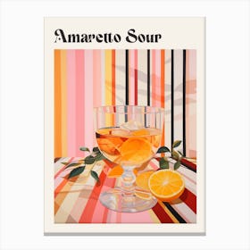 Amaretto Sour Retro Cocktail Poster Canvas Print