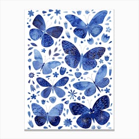 Butterfly Watercolor Indigo Blue Canvas Print