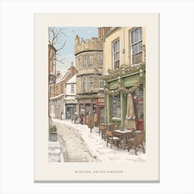 Vintage Winter Poster Windsor United Kingdom 2 Canvas Print