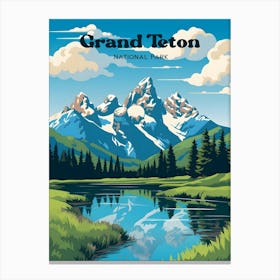 Grand Teton Wyoming Outdoor Modern Travel Illustration Canvas Print