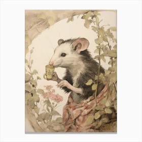 Storybook Animal Watercolour Opossum 2 Canvas Print