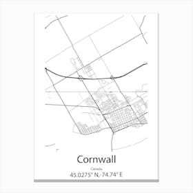 Cornwall,Canada Minimalist Map Canvas Print