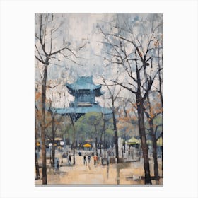 Winter City Park Painting Ueno Park Tokyo 1 Canvas Print
