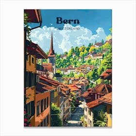 Bern Switzerland Modern Travel Illustration Canvas Print