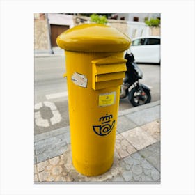 Yellow Post Box Urban Spain Canvas Print