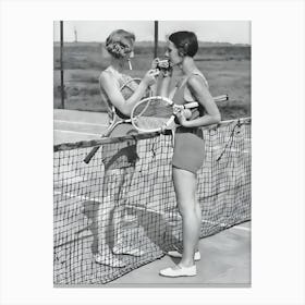 Two Women Playing Tennis Canvas Print