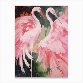Pink Ethereal Bird Painting Flamingo Canvas Print
