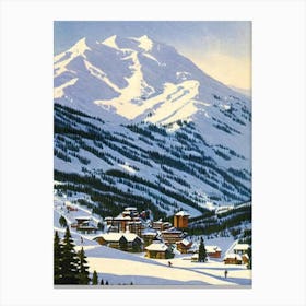 Hakuba, Japan Ski Resort Vintage Landscape 2 Skiing Poster Canvas Print