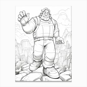 The Land Of The Giants (Gulliver Mickey Fantasy Inspired Line Art 1 Canvas Print