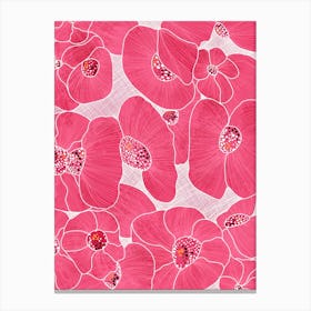 Floral Abstract Pink on White Canvas Print