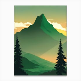 Misty Mountains Vertical Composition In Green Tone 33 Canvas Print