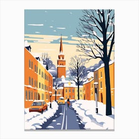 Retro Winter Illustration Oxford United Kingdom 2 Canvas Print