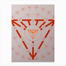 Geometric Abstract Glyph Circle Array in Tomato Red n.0139 Canvas Print