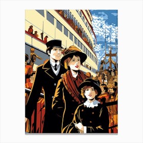 Titanic Family Boarding Pop Art 3 Canvas Print