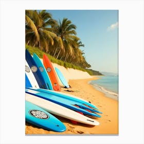 Surfboards On The Beach 3 Canvas Print