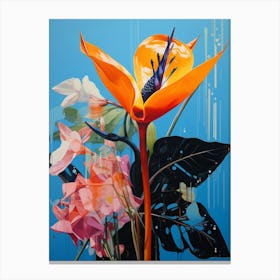 Surreal Florals Bird Of Paradise Flower Painting Canvas Print