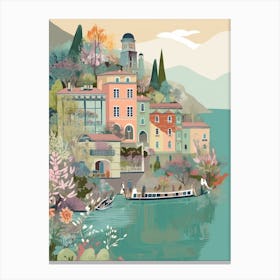 Lake Como 2, Italy Illustration Canvas Print