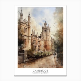 Cambridge University 5 Watercolor Travel Poster Canvas Print