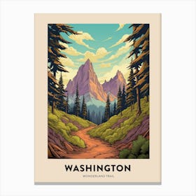 Wonderland Trail Usa 1 Vintage Hiking Travel Poster Canvas Print