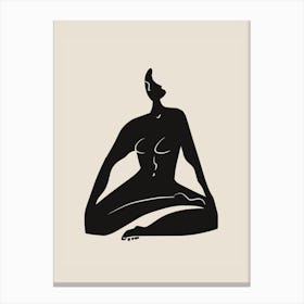 Meditating Nude In Black Canvas Print
