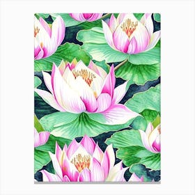 Lotus Flower Repeat Pattern Watercolour 1 Canvas Print