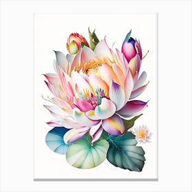Lotus Flower Bouquet Decoupage 5 Canvas Print