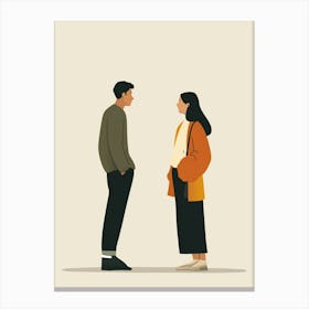 Man And Woman Talking Canvas Print