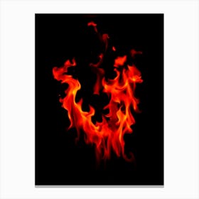 Flames On Black Background Canvas Print