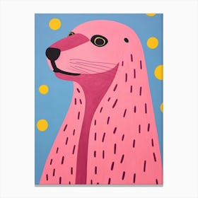 Pink Polka Dot Sea Lion 2 Canvas Print