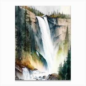 Takakkaw Falls, Canada Water Colour  (3) Canvas Print