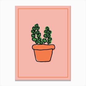 Plant Pink & Orange Canvas Line Art Print
