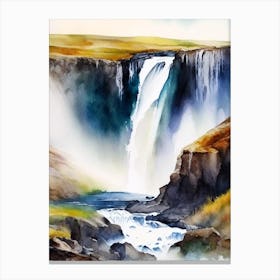 Thorufoss, Iceland Water Colour  (1) Canvas Print