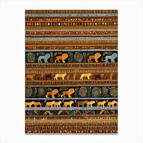 African Quilting Inspired Art of Lion Folk Art, Poetic Colors, 1229 Canvas Print