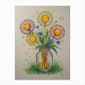 Dandelions In A Vase Canvas Print