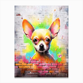 Aesthetic Chihuahua Dog Puppy Brick Wall Graffiti Artwork Canvas Print