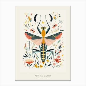Colourful Insect Illustration Praying Mantis 13 Poster Canvas Print