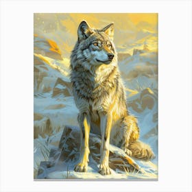 Arctic Wolf Precisionist Illustration 1 Canvas Print