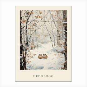 Winter Watercolour Hedgehog Poster Canvas Print
