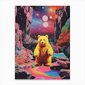 Bear In Space Collage Canvas Print