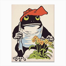 Frog In The Garden,  Matsumoto Hoji Inspired Japanese 1 Canvas Print