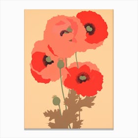Poppies Flower Big Bold Illustration 1 Canvas Print