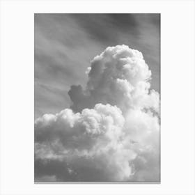 Black and white fluffy clouds in a clear sky - summer cloud nature and travel photography by Christa Stroo Photography Canvas Print