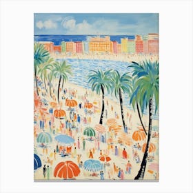 Viareggio, Tuscany   Italy Beach Club Lido Watercolour 3 Canvas Print