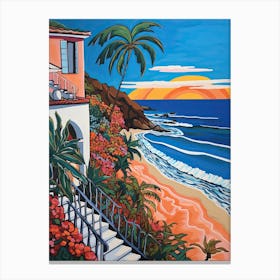 Malibu Beach, California, Matisse And Rousseau Style 2 Canvas Print