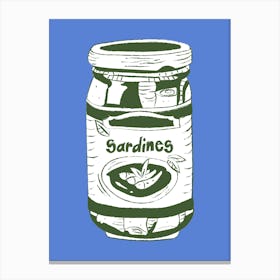 Sardines Wall Art Blue Background 1 Canvas Print