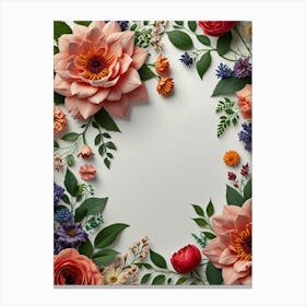 Floral Frame With Flowers Canvas Print