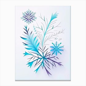 Frozen, Snowflakes, Minimal Line Drawing 1 Canvas Print