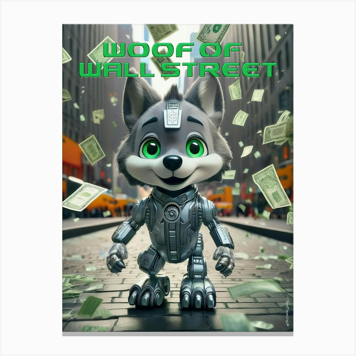 Woof Of Wall Street Canvas Print by Theo's Picture Factory